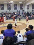 Photo of a Gaiters basketball game from the stands.